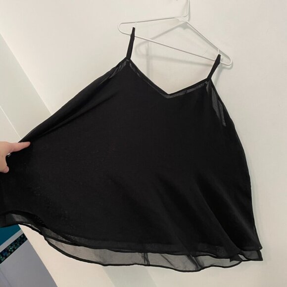 TORRID 2 Plus Size Sophie Chiffon Double Layer Cami Black Sleeveless Tank Blouse - Picture 9 of 16